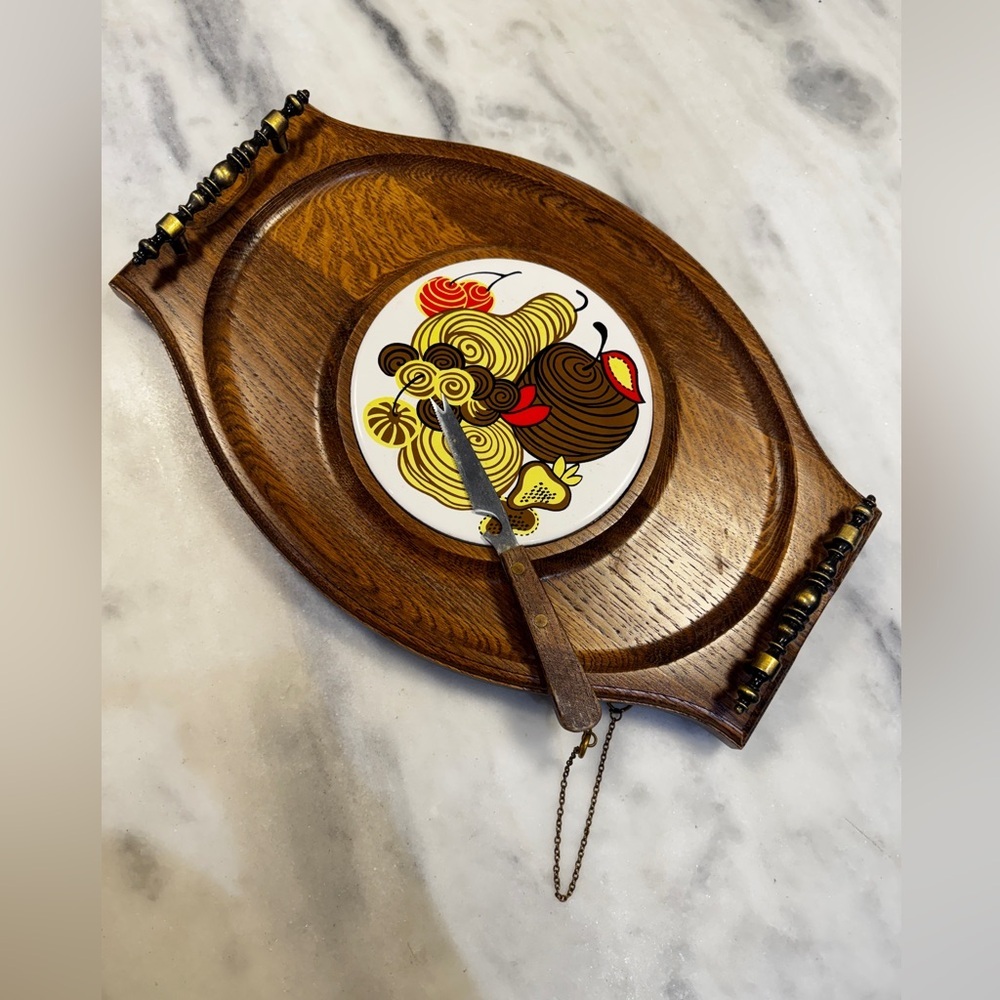 Vintage MCM Goodwood Cheese Serving Tray with Knife 1970’s - Picture 7 of 7